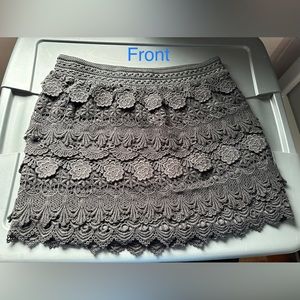 Crochet knitted & floral mini skirt
